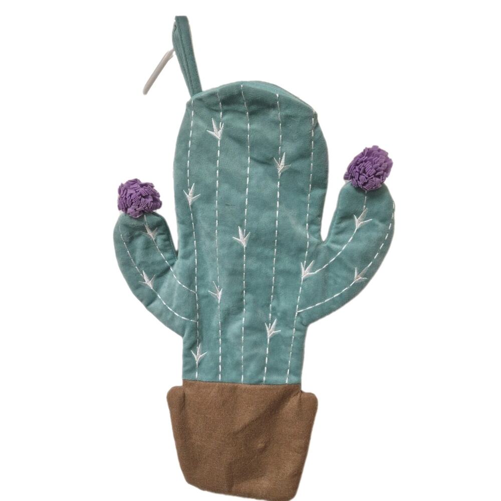 Lucky Star Green Velour Cactus Stocking Felt Lined 19" Long